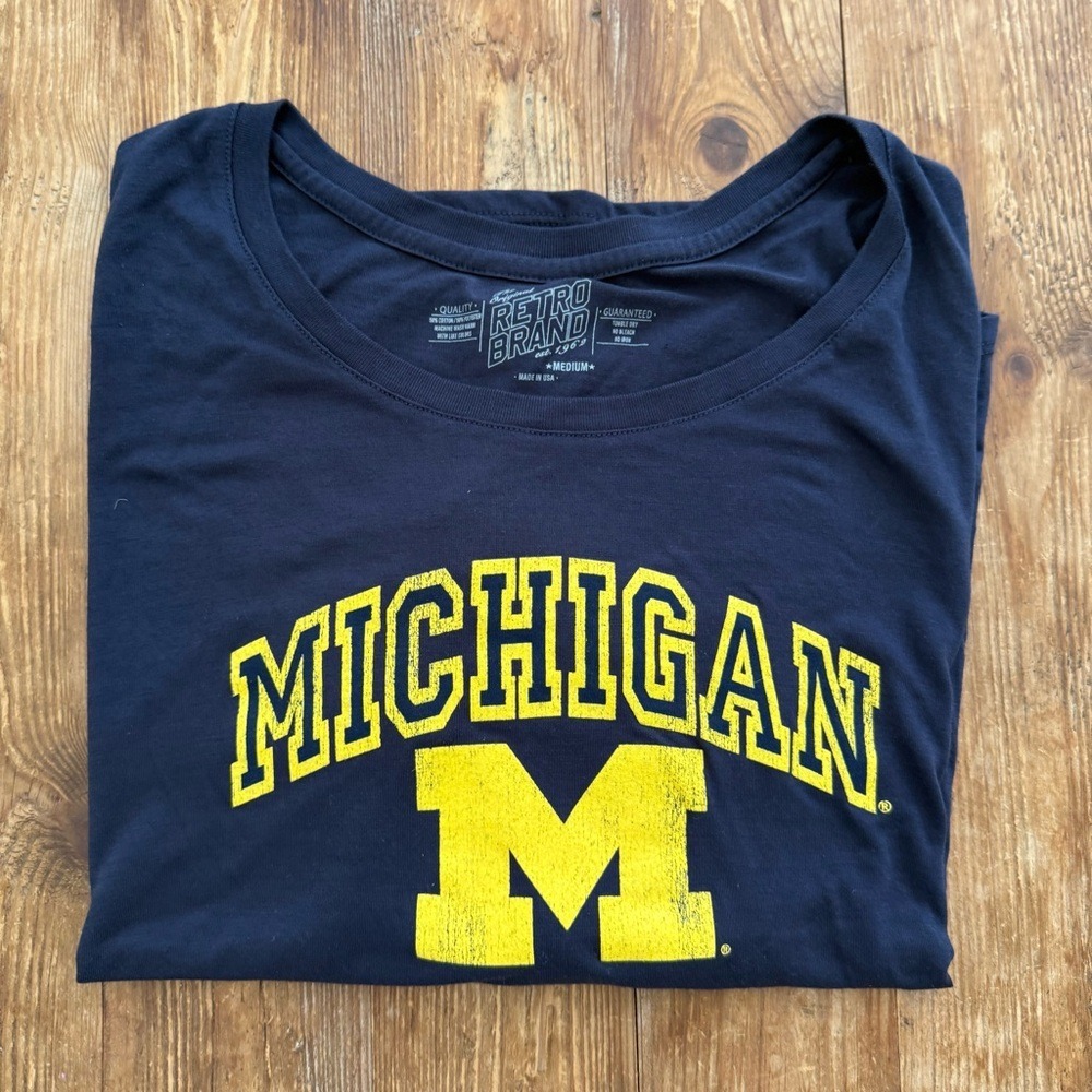 University of Michigan Wolverines Ribbed Long Sleeve Navy Top Women's Medium EUC